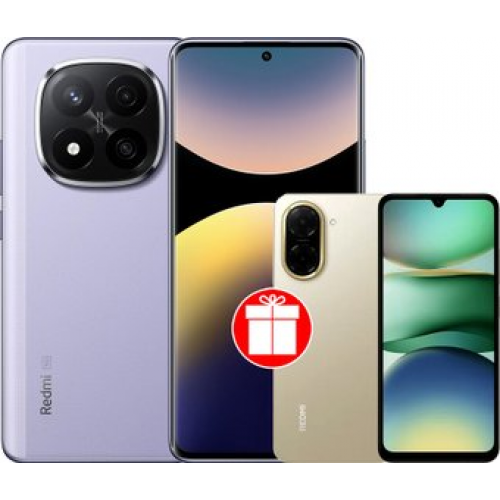 Телефон Xiaomi Redmi Note 14 Pro+ 5G 12GB/512GB международная версия (фиолетовый) + Xiaomi Redmi A5 3GB/64GB (песочное золото) по акции