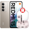 Телефон Xiaomi Redmi 15 4G 6GB/128GB международная версия (титановый) + наушники Xiaomi Redmi Buds 6 Active M2344E1 (розовый) по акции