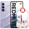 Телефон Xiaomi Redmi 15 4G 8GB/256GB международная версия (фиолетовый) + наушники Xiaomi Redmi Buds 6 Active M2344E1 (розовый) по акции