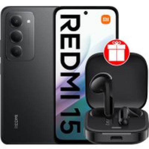 Телефон Xiaomi Redmi 15 4G 8GB/256GB международная версия (черный) + наушники Xiaomi Redmi Buds 6 Active M2344E1 (черный) по акции