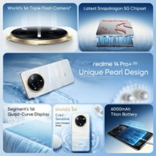 Телефон Realme 14 Pro+ RMX5051 8GB/256GB международная версия (жемчужно-белый)