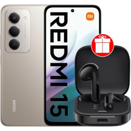 Телефон Xiaomi Redmi 15 4G 6GB/128GB международная версия (титановый) + наушники Xiaomi Redmi Buds 6 Active M2344E1 (черный) по акции