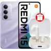 Телефон Xiaomi Redmi 15 4G 8GB/256GB международная версия (фиолетовый) + наушники Xiaomi Redmi Buds 6 Active M2344E1 (белый) по акции