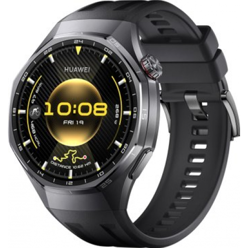 Умные часы Huawei Watch GT 6 Pro 46 мм (черный, с черным силиконовым ремешком, международная версия)