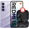 Телефон Xiaomi Redmi 15 4G 8GB/256GB международная версия (фиолетовый) + наушники Xiaomi Redmi Buds 6 Active M2344E1 (черный) по акции