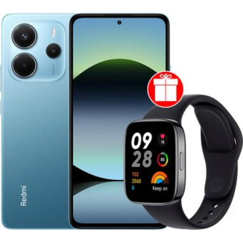 Телефон Xiaomi Redmi Note 14 8GB/128GB международная версия (синий) + умные часы Xiaomi Redmi Watch 3 (черный) по акции