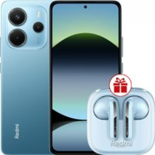 Телефон Xiaomi Redmi Note 14 6GB/128GB международная версия (синий) + наушники Xiaomi Redmi Buds 6 Active (голубой) по акции